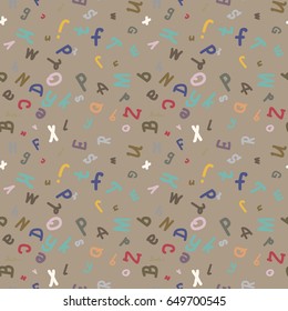 Abstract letters seamless pattern. Backdrop with letters. Lovely background for kids.