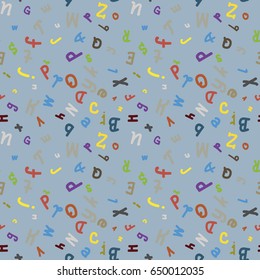 Abstract letters seamless pattern. Backdrop with letters. Lovely background for kids.