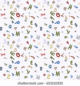 Abstract letters seamless pattern. Backdrop with letters. Lovely background for kids.