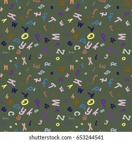 Abstract letters seamless pattern. Backdrop with letters. Lovely background for kids.