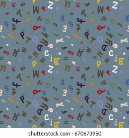 Abstract letters seamless pattern. Backdrop with letters. Lovely background for kids.