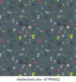 Abstract letters seamless pattern. Backdrop with letters. Lovely background for kids.