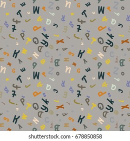 Abstract letters seamless pattern. Backdrop with letters. Lovely background for kids.