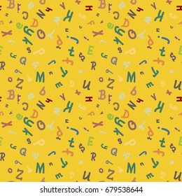 Abstract letters seamless pattern. Backdrop with letters. Lovely background for kids.