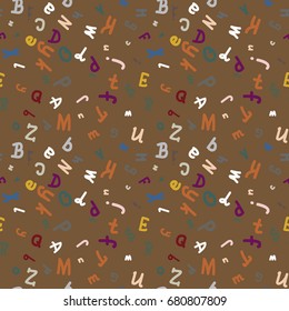 Abstract letters seamless pattern. Backdrop with letters. Lovely background for kids.