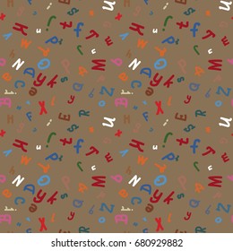 Abstract letters seamless pattern. Backdrop with letters. Lovely background for kids.
