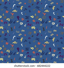 Abstract letters seamless pattern. Backdrop with letters. Lovely background for kids.