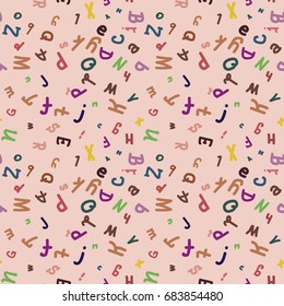 Abstract letters seamless pattern. Backdrop with letters. Lovely background for kids.