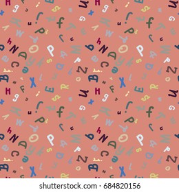 Abstract letters seamless pattern. Backdrop with letters. Lovely background for kids.