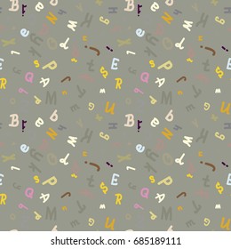 Abstract letters seamless pattern. Backdrop with letters. Lovely background for kids.
