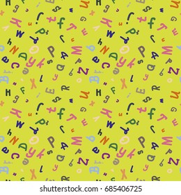 Abstract letters seamless pattern. Backdrop with letters. Lovely background for kids.