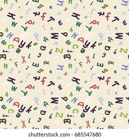 Abstract letters seamless pattern. Backdrop with letters. Lovely background for kids.