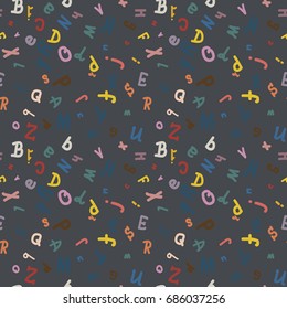 Abstract letters seamless pattern. Backdrop with letters. Lovely background for kids.