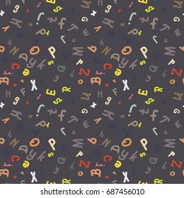 Abstract letters seamless pattern. Backdrop with letters. Lovely background for kids.