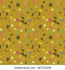 Abstract letters seamless pattern. Backdrop with letters. Lovely background for kids.