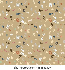 Abstract letters seamless pattern. Backdrop with letters. Lovely background for kids.