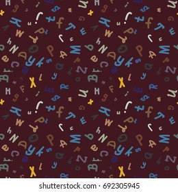 Abstract letters seamless pattern. Backdrop with letters. Lovely background for kids.