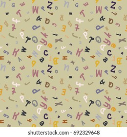 Abstract letters seamless pattern. Backdrop with letters. Lovely background for kids.
