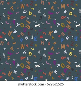 Abstract letters seamless pattern. Backdrop with letters. Lovely background for kids.