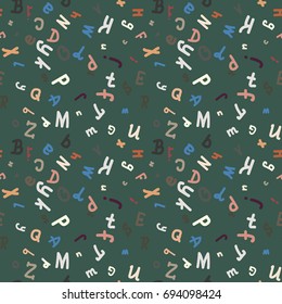 Abstract letters seamless pattern. Backdrop with letters. Lovely background for kids.