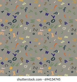 Abstract letters seamless pattern. Backdrop with letters. Lovely background for kids.