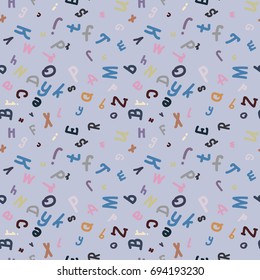 Abstract letters seamless pattern. Backdrop with letters. Lovely background for kids.