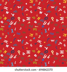 Abstract letters seamless pattern. Backdrop with letters. Lovely background for kids.