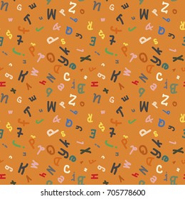 Abstract letters seamless pattern. Backdrop with letters. Lovely background for kids.