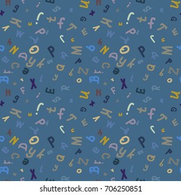 Abstract letters seamless pattern. Backdrop with letters. Lovely background for kids.