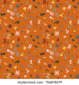 Abstract letters seamless pattern. Backdrop with letters. Lovely background for kids.