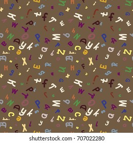 Abstract letters seamless pattern. Backdrop with letters. Lovely background for kids.