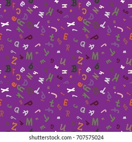 Abstract letters seamless pattern. Backdrop with letters. Lovely background for kids.