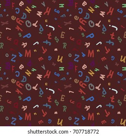 Abstract letters seamless pattern. Backdrop with letters. Lovely background for kids.