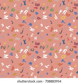 Abstract letters seamless pattern. Backdrop with letters. Lovely background for kids.