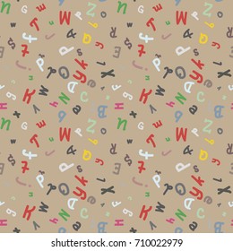 Abstract letters seamless pattern. Backdrop with letters. Lovely background for kids.