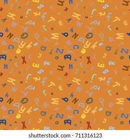 Abstract letters seamless pattern. Backdrop with letters. Lovely background for kids.