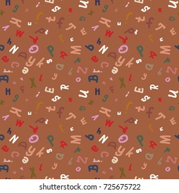 Abstract letters seamless pattern. Backdrop with letters. Lovely background for kids.