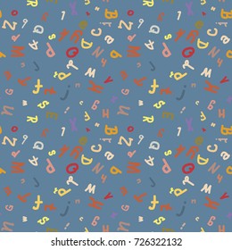 Abstract letters seamless pattern. Backdrop with letters. Lovely background for kids.