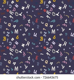 Abstract letters seamless pattern. Backdrop with letters. Lovely background for kids.