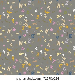 Abstract letters seamless pattern. Backdrop with letters. Lovely background for kids.