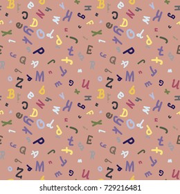 Abstract letters seamless pattern. Backdrop with letters. Lovely background for kids.