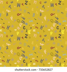 Abstract letters seamless pattern. Backdrop with letters. Lovely background for kids.