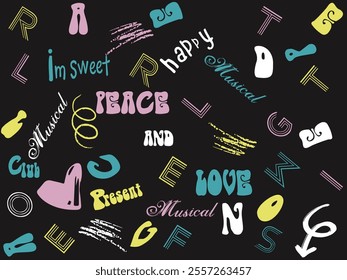 abstract letters seamless pattern, peace and love seamless pattern , urban letters hand drawing  textile texture , ink print distress background, Seamless hand writing.eps