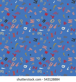 Abstract letters seamless pattern. Vector backdrop with letters. Lovely background for kids.