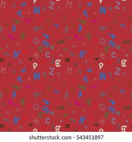 Abstract letters seamless pattern. Vector backdrop with letters. Lovely background for kids.