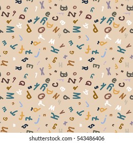 Abstract letters seamless pattern. Vector backdrop with letters. Lovely background for kids.