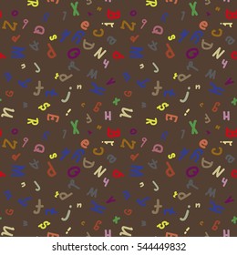 Abstract letters seamless pattern. Vector backdrop with letters. Lovely background for kids.
