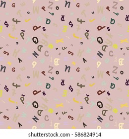 Abstract letters seamless pattern. Vector backdrop with letters. Lovely background for kids.