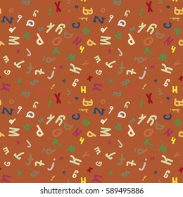 Abstract letters seamless pattern. Vector backdrop with letters. Lovely background for kids.