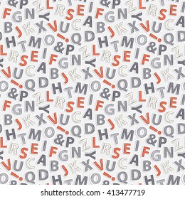 Abstract letters seamless pattern.Vector alphabet seamless design pattern isolated on a white background